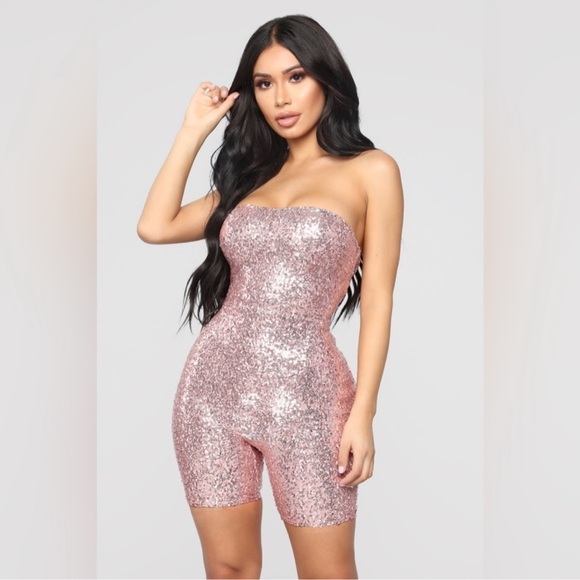 Fashion Nova Pink Sequin Birthday Romper - Picture 9 of 9